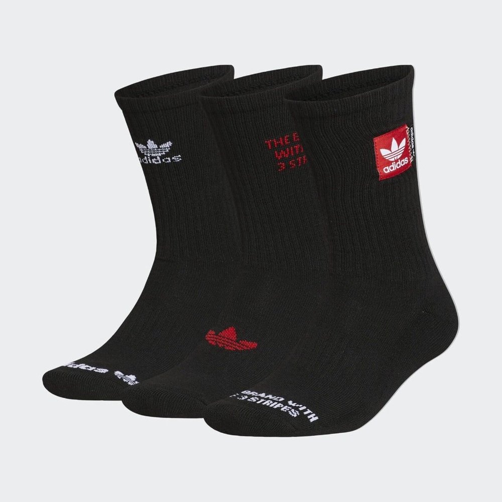 Adidas Originals 3 Pack Passport Mens Crew Black Socks #917 - Picture 3 of 7